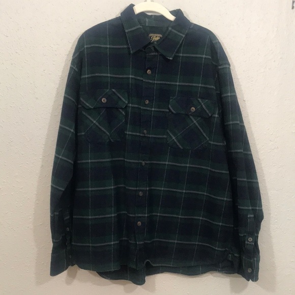 JACHS Heavy Plaid Flannel Green & Navy Blue Shirt/Jacket size XXL - Picture 1 of 10